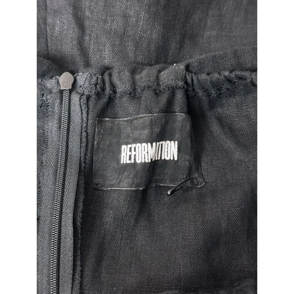 Reformation Romper 2 Womens Black Frankie Strapless Fold Down Linen Feel